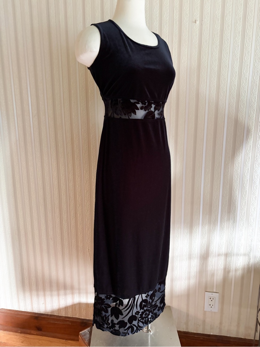 90s Vintage Whimsigoth Black Velvet Burnout Dress Witchy by Dressing Clio